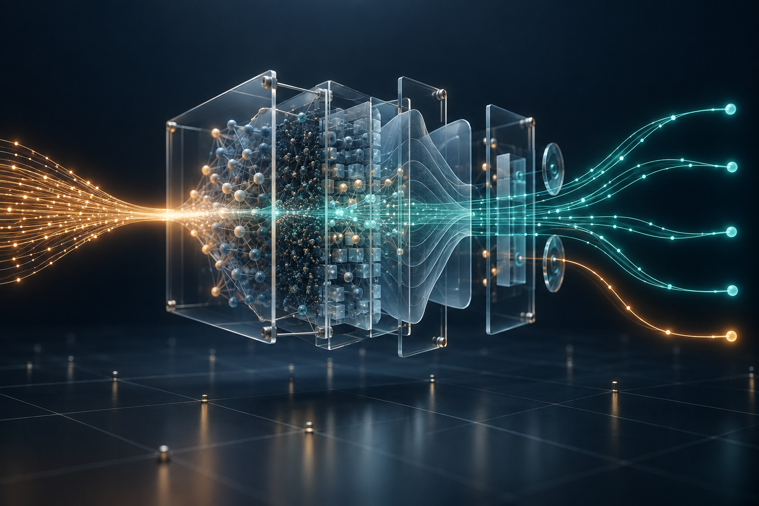 Conceptual illustration of a layered neural model with diagnostic signals passing through it